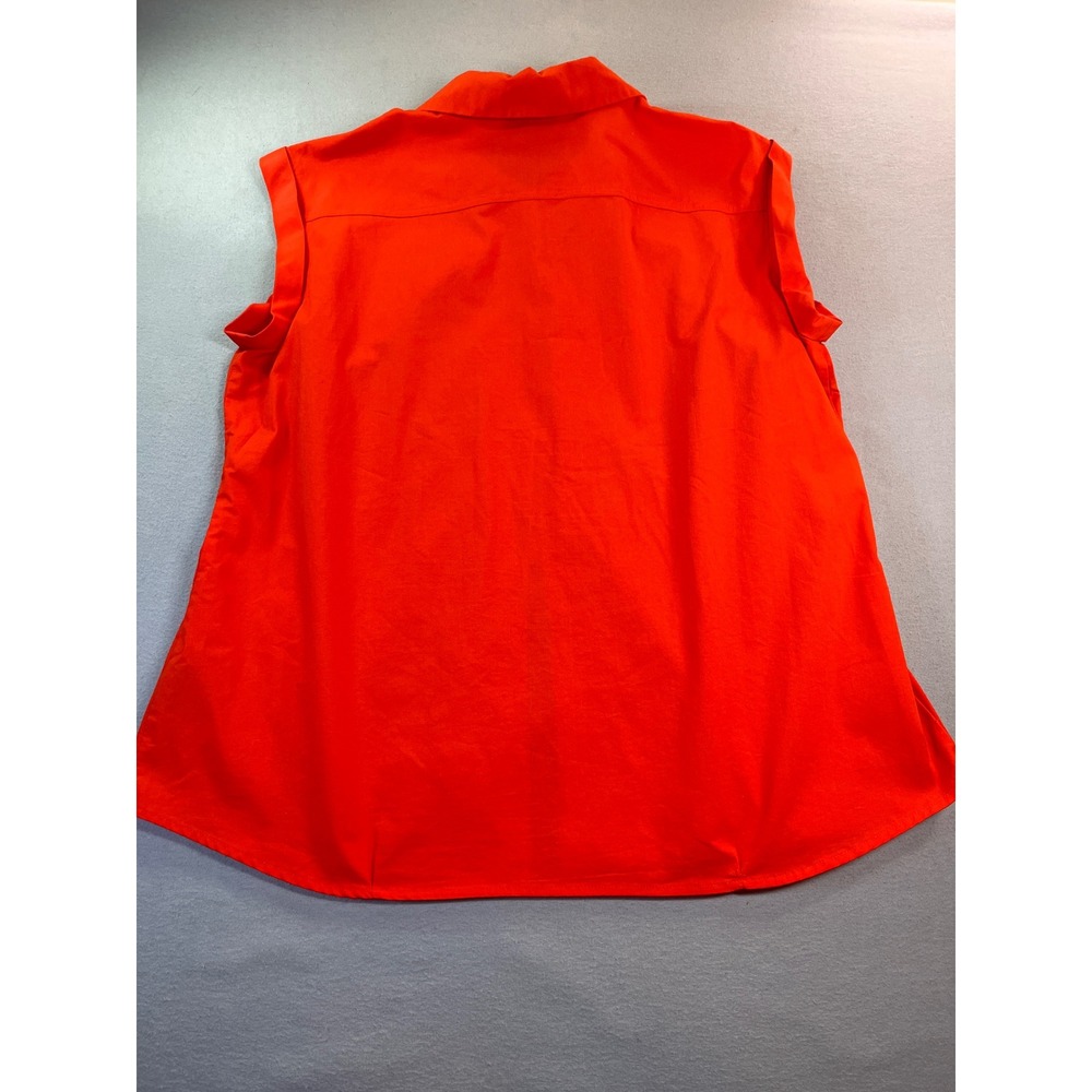 Worthington Womens XL Orange Sleeveless Button Down Shirt Stretch Career Blouse - Picture 7 of 8